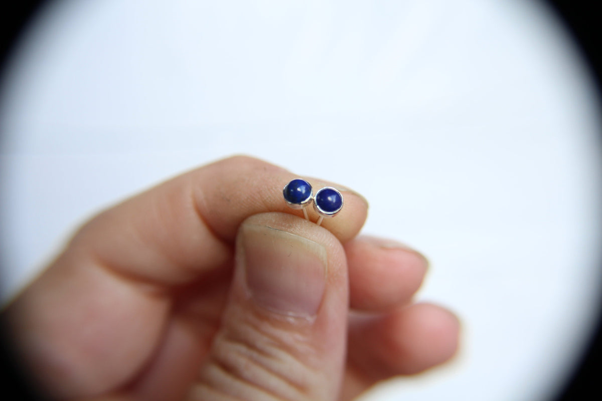 Lapis Lazuli Earrings, Gemstone Earrings, Sterling Earrings, Post Earrings, Lapis Lazuli Post Earrings, Small Earrings, Minimalist Earrings
