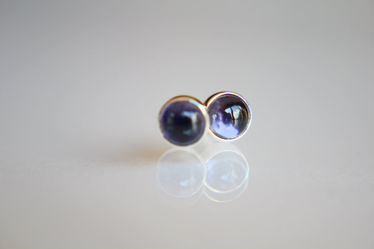 Iolite Gemstone Earrings, Earrings, Sterling Earrings, Post Earrings, Violet Post Earrings,Small Earrings,Minimalist Earrings,Post Earrings
