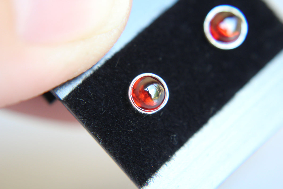 Garnet Earrings, Gemstone Earrings, Sterling Earrings, Post Earrings, Red Post Earrings, Small Earrings, Minimalist Earrings, Gift