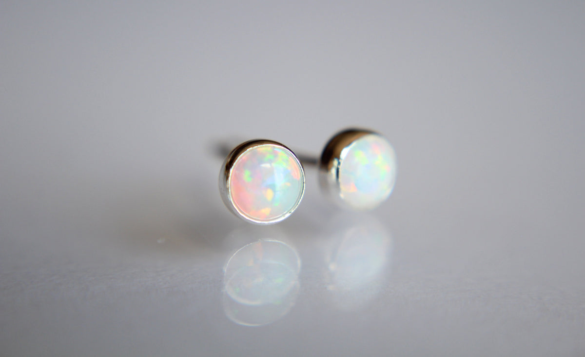 Opal Earrings, Gemstone Earrings, Sterling Earrings, Post Earrings, Opal Post Earrings, Small Opal Earrings, Minimalist Earrings, Gift