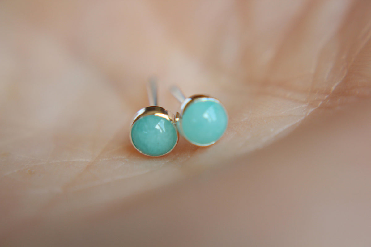 Amazonite Earrings, Gemstone Earrings, Sterling Earrings, Post Earrings, Amazonite Post Earrings, Small Earrings, Minimalist Earrings, Gift
