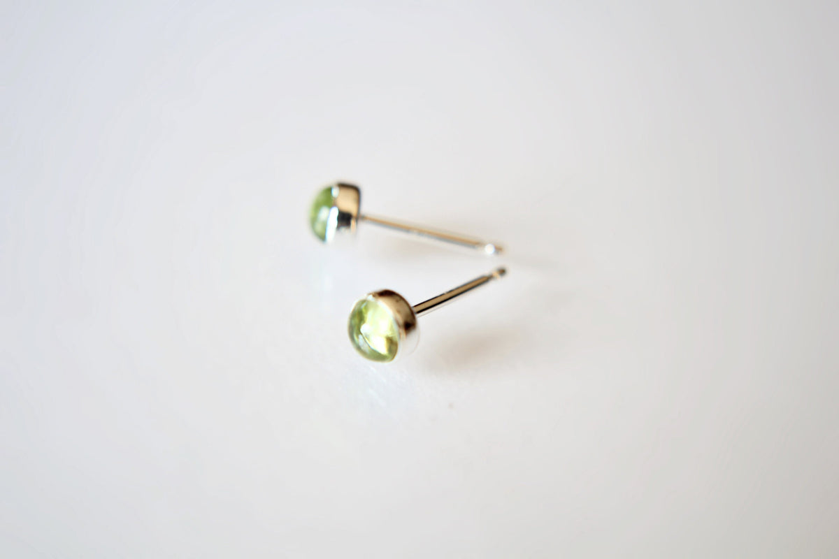 Peridot Earrings, Gemstone Earrings, Sterling Earrings, Post Earrings, Green Post Earrings, Small Earrings, Minimalist Earrings, Gift