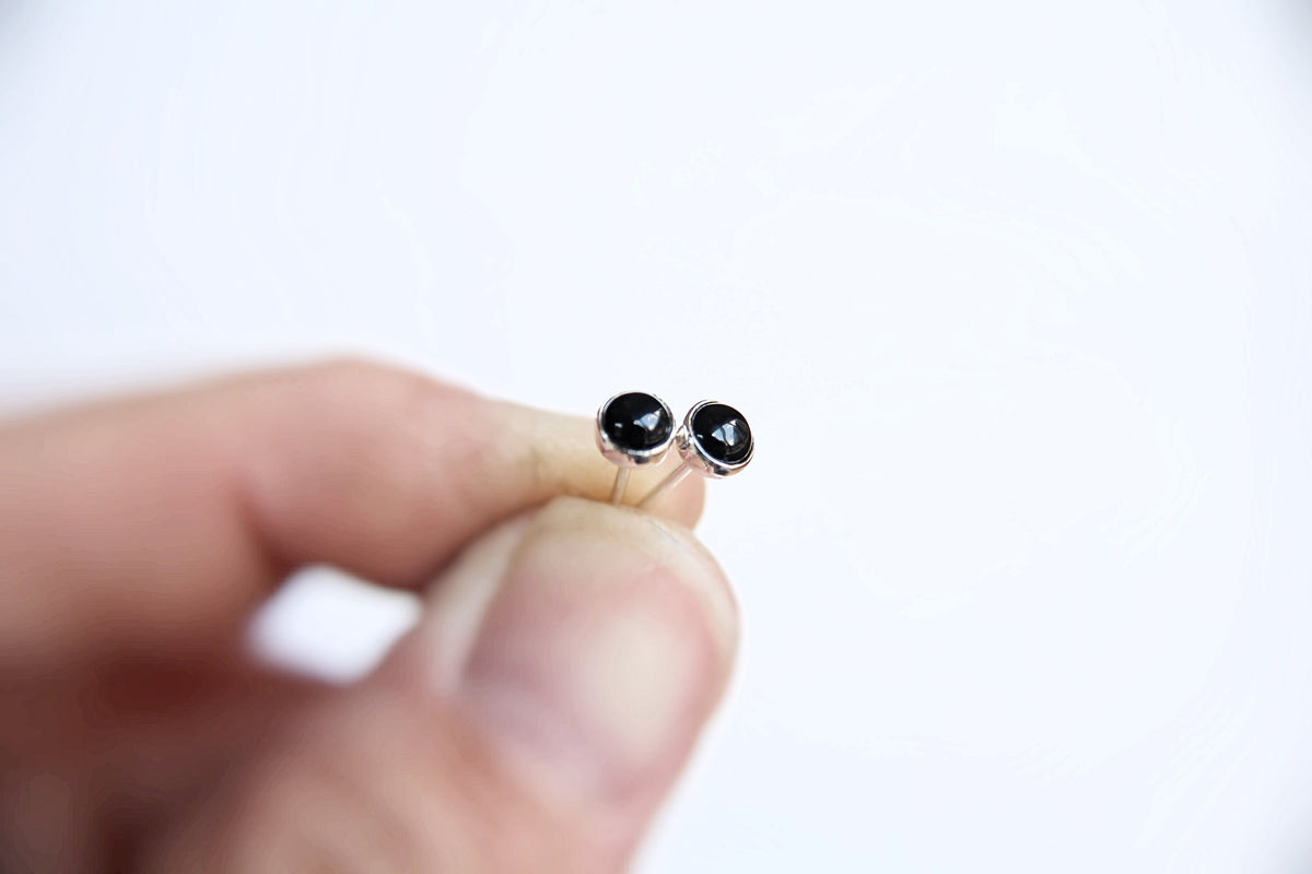 Onyx Earrings, Gemstone Earrings, Sterling Earrings, Post Earrings, Onyx Post Earrings, Small Black Earrings, Minimalist Earrings, Gift