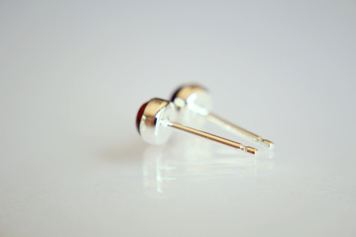 Garnet Earrings, Gemstone Earrings, Sterling Earrings, Post Earrings, Red Post Earrings, Small Earrings, Minimalist Earrings, Gift