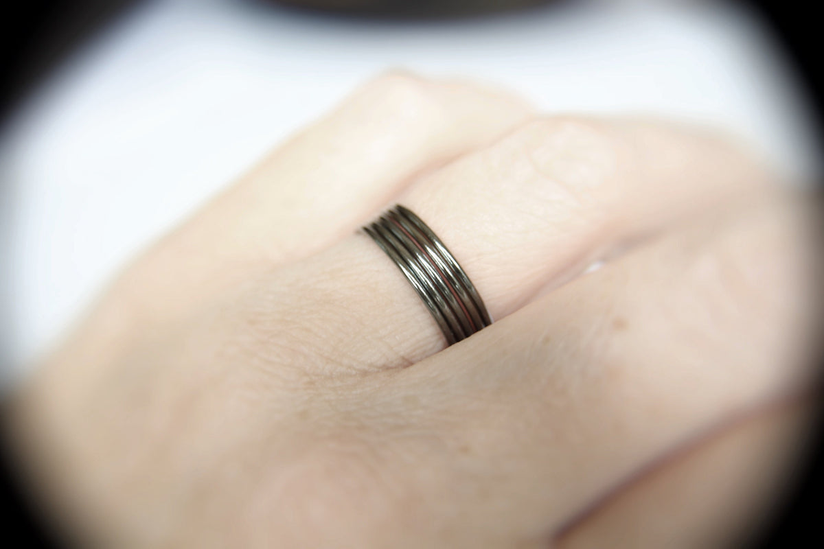 Thin Round Black Stackable Ring, Sterling Silver Ring, Stacking Rings, Dainty Ring, Tiny Ring, Skinny Ring, Black Ring, Thin Black Ring
