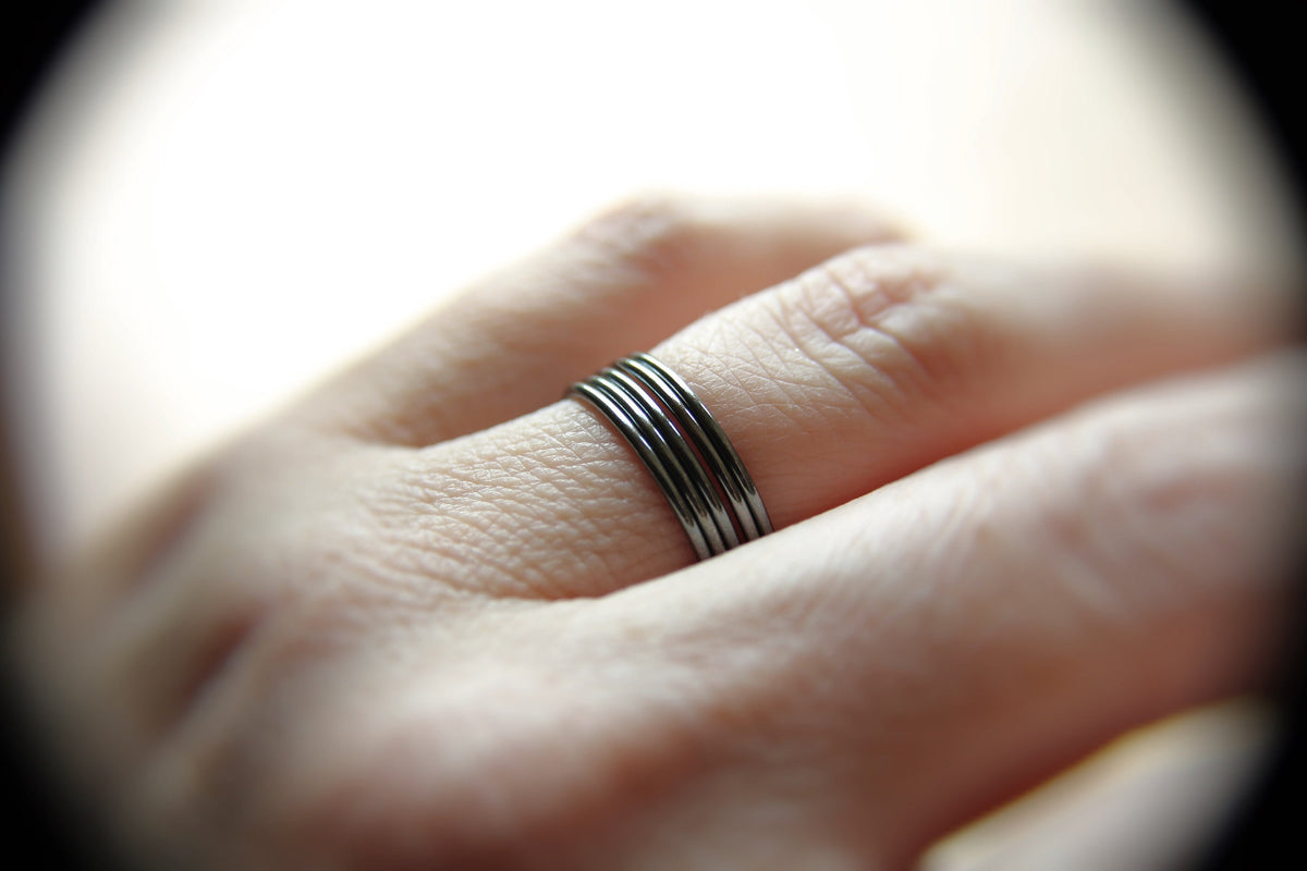 Thin Round Black Stackable Ring, Sterling Silver Ring, Stacking Rings, Dainty Ring, Tiny Ring, Skinny Ring, Black Ring, Thin Black Ring