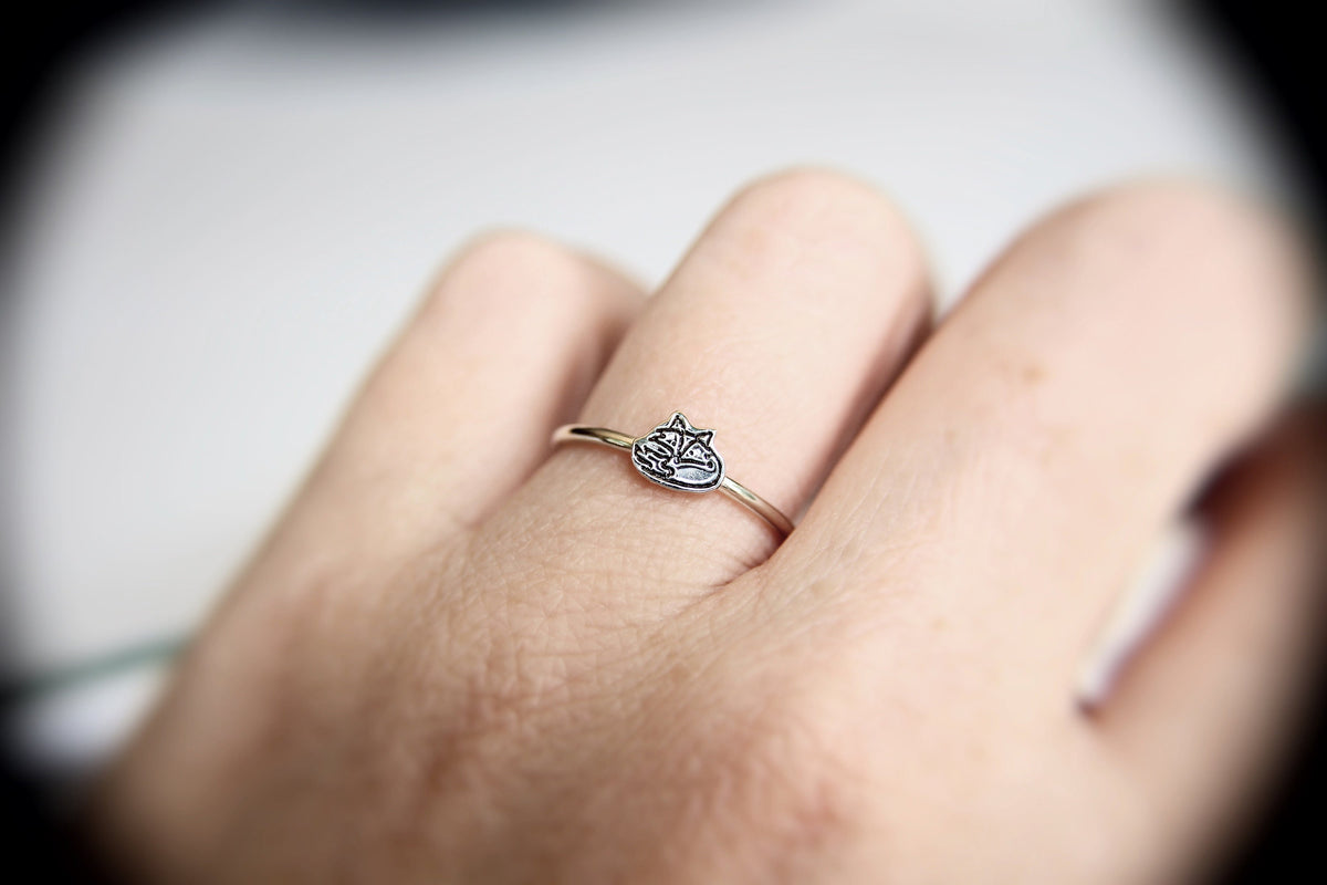 Fox Ring, Fox Stacking Ring, Simple Fox Ring, Tiny Fox Stacking Ring, Fox Jewelry, Simple Fox Jewelry, Tiny Fox, Fox, Animal Jewelry, Gift
