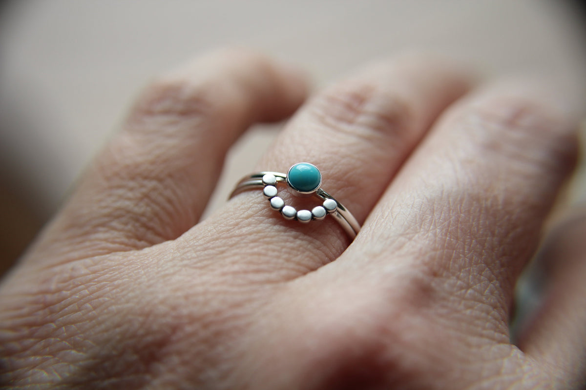 Turquoise Stacking Ring Set, Arch Ring Set, Natural Gemstone Ring, Turquoise, Turquoise Jewelry, Gemstone Stacking Ring, Real Gemstone, Gift