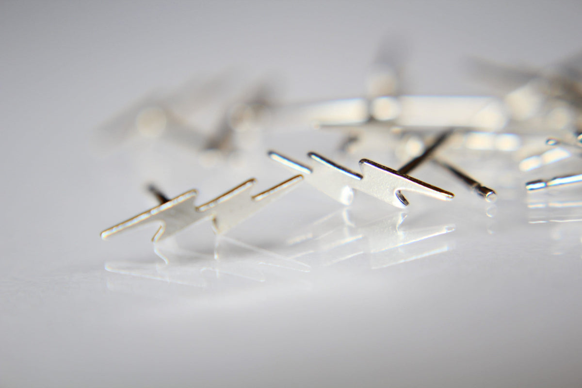 Tiny Sterling Silver Lightning Bolt Stud Earrings, Lightening Stud Earrings, Dainty Earrings, Tiny Bolt Studs, Bolt Studs, Teeny Tiny Studs