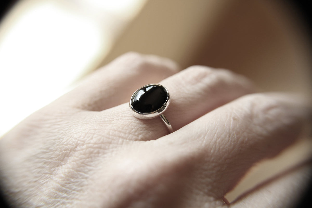 Black Onyx Ring, Large Black Onyx Ring, Black Onyx Jewelry, Gemstone Jewelry, Natural Stone, Cocktail Ring, Silver Black Onyx Ring, Gift
