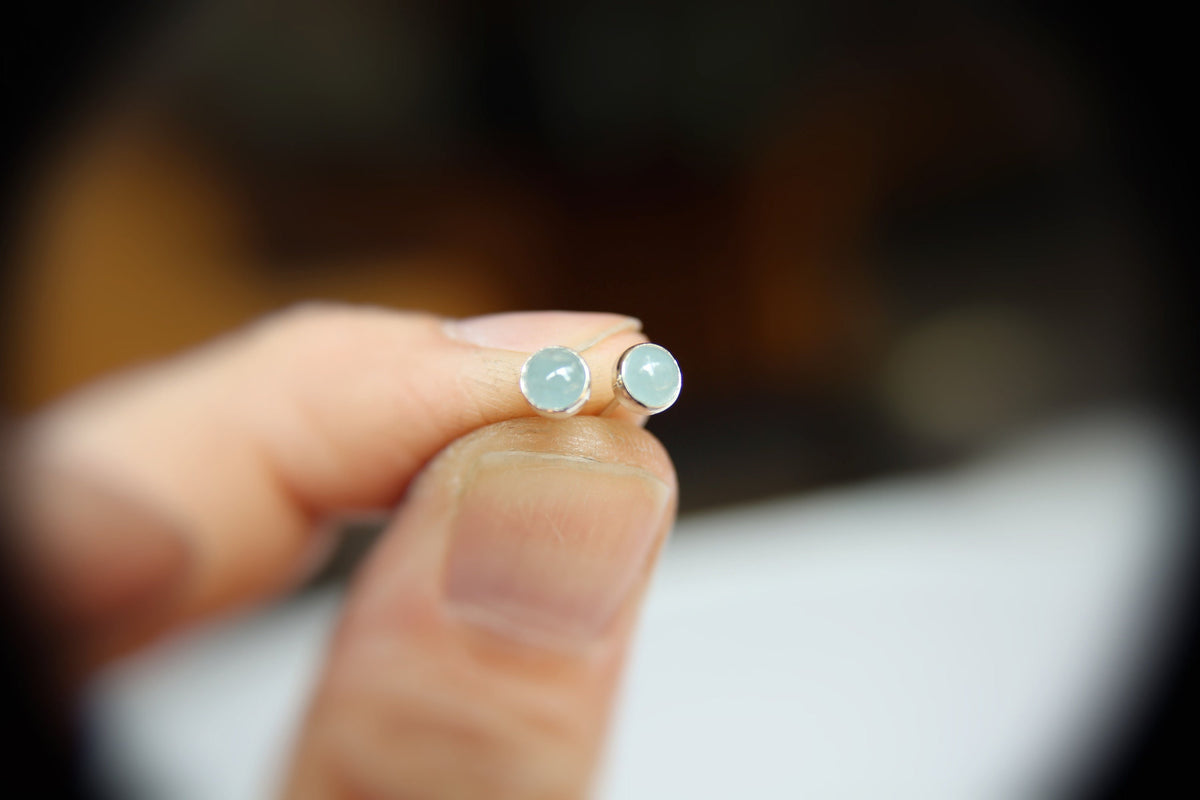 Aquamarine Earrings, Gemstone Earrings, Sterling Earrings, Post Earrings, Pale Blue Post Earrings, Small Earrings, Minimalist Earrings, Gift