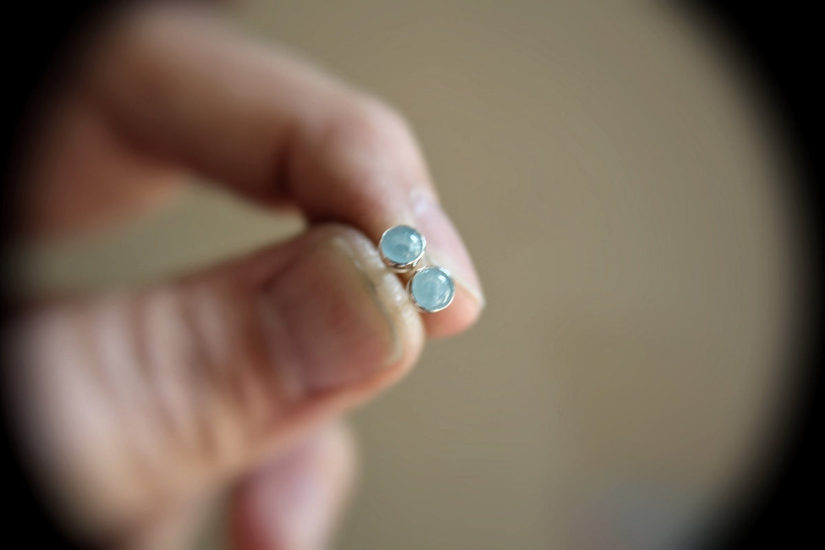 Aquamarine Earrings, Gemstone Earrings, Sterling Earrings, Post Earrings, Pale Blue Post Earrings, Small Earrings, Minimalist Earrings, Gift