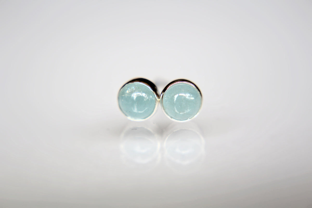 Aquamarine Earrings, Gemstone Earrings, Sterling Earrings, Post Earrings, Pale Blue Post Earrings, Small Earrings, Minimalist Earrings, Gift