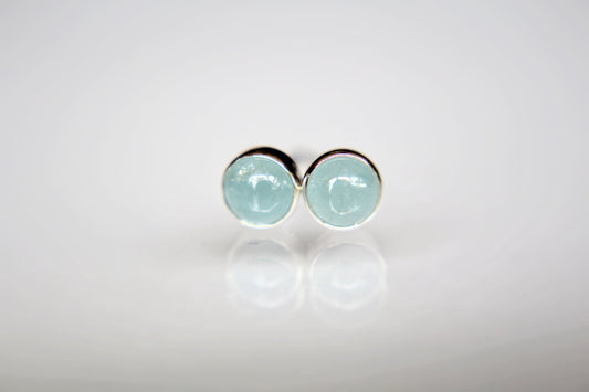 Aquamarine Earrings, Gemstone Earrings, Sterling Earrings, Post Earrings, Pale Blue Post Earrings, Small Earrings, Minimalist Earrings, Gift
