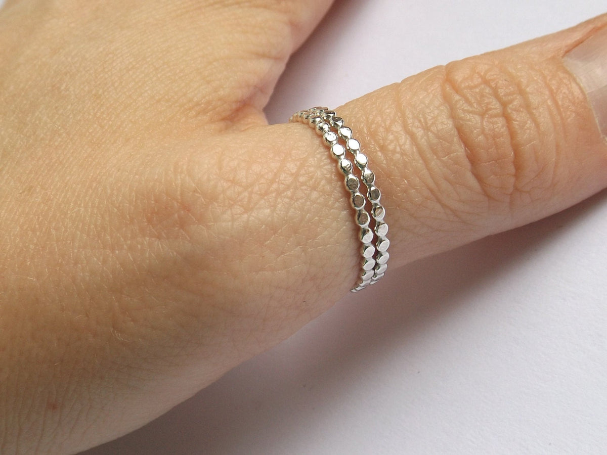Hammered Flat Bead Moden Design Thumb Ring Set, Sterling Drop Bead Thumb Ring, Stacking Ring,Modern Boho ring,Textured Drop Ring