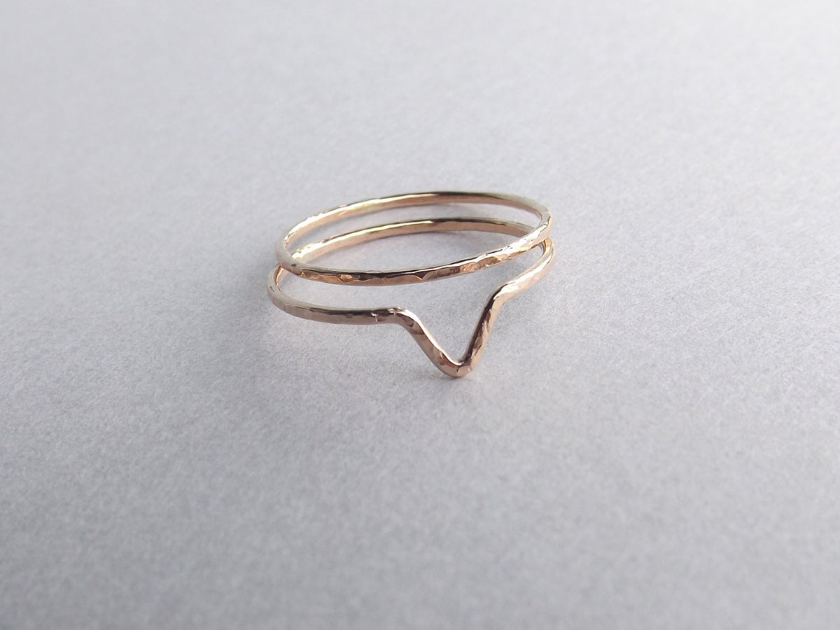 Skinny Gold Chevron Knuckle Ring Set, Chevron Rings, above knuckle rings, Knuckle Rings, Toe Ring, Ring, Rose/Yellow Goldfilled Knuckle Ring