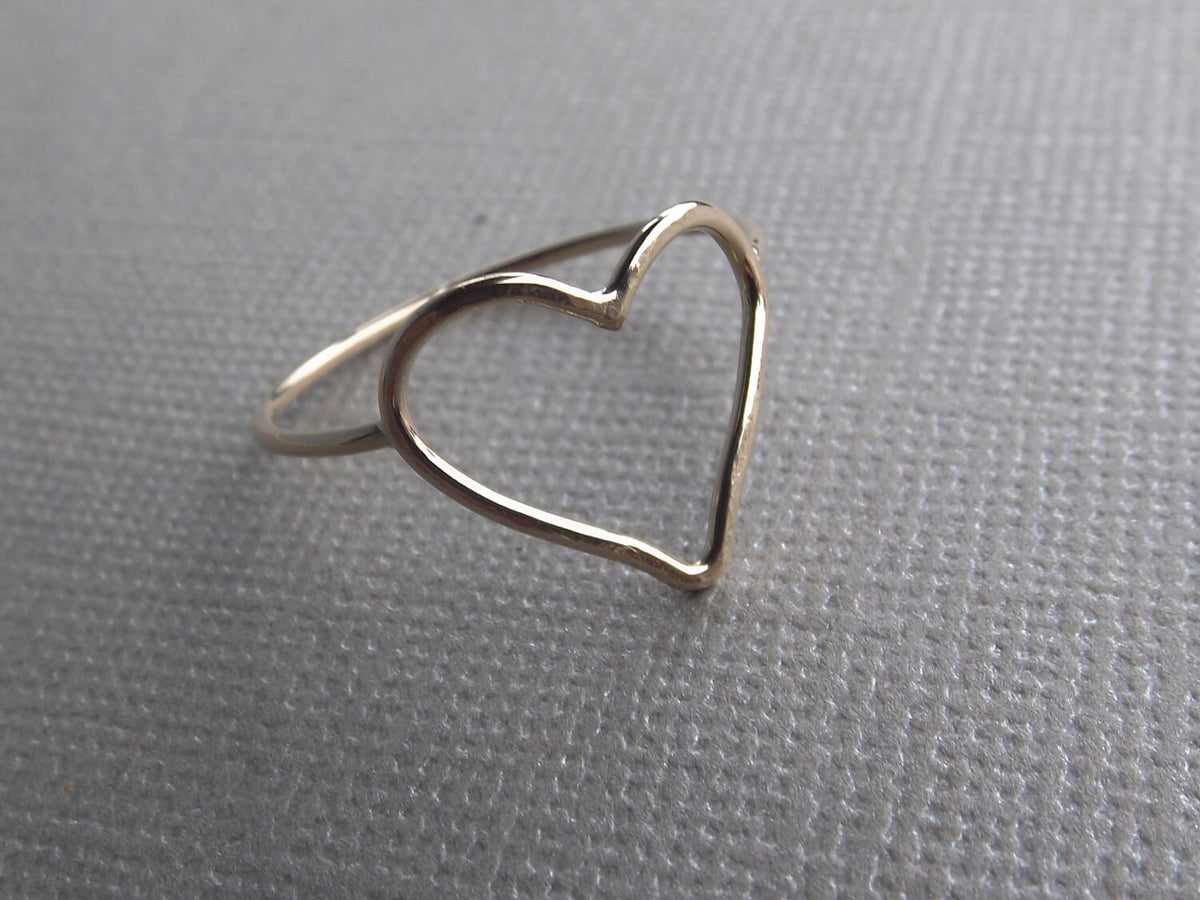 Minimalist Heart Ring, Gold Ring, Stacking Ring, Heart Ring, Open Heart Ring, Heart Rings, Artsy Heart Ring, Gift