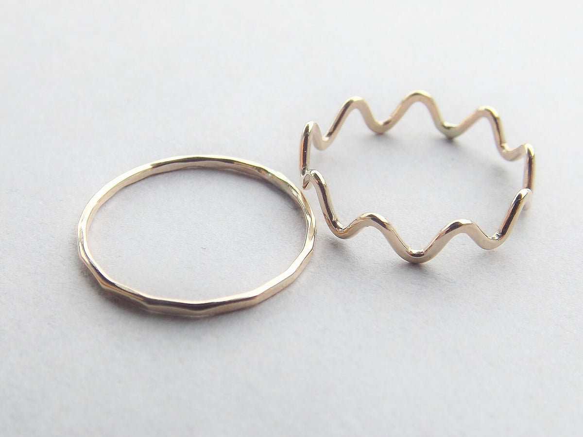 Skinny Gold Wave Knuckle Ring Set, Wave Ring, above knuckle, Knuckle Rings, Toe Rings, Rings, Yellow Goldfilled Knuckle Ring, Wave, Hammered