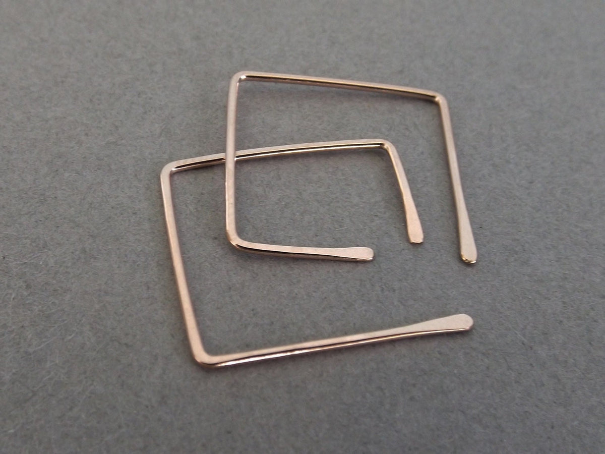 Square Earrings, Square Post Earrings, Square Hoop Earrings, Square Earrings, Rose Gold Earrings, Customizable Earrings, Square Jewelry
