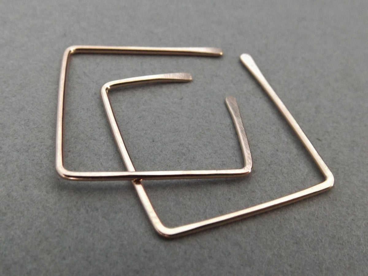 Square Earrings, Square Post Earrings, Square Hoop Earrings, Square Earrings, Rose Gold Earrings, Customizable Earrings, Square Jewelry