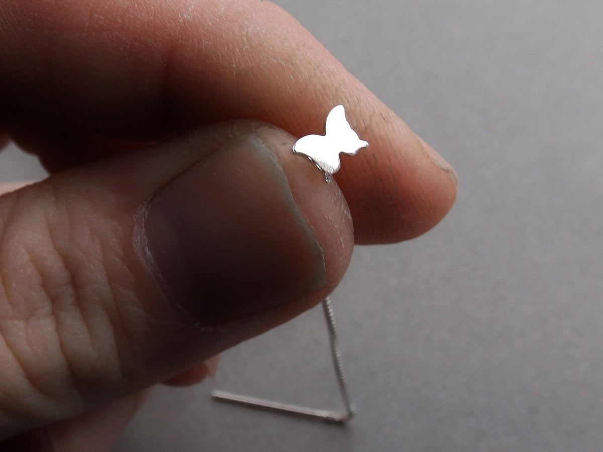 Butterfly Earrings,Tiny Butterfly Earrings,Sterling Butterfly Earrings,Thread Earrings,Butterfly Chain Earrings,Butterfly Studs,Simple,Chain