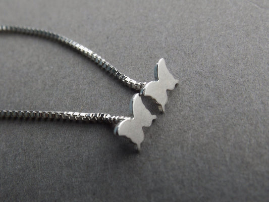 Butterfly Earrings,Tiny Butterfly Earrings,Sterling Butterfly Earrings,Thread Earrings,Butterfly Chain Earrings,Butterfly Studs,Simple,Chain