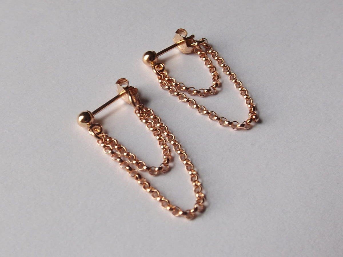 NEW AVAIL Tiny Chain Earrings, Simple Chain Earrings, Rose Gold Earrings, Dangle Earrings, Chain Stud Earrings, Boho Chain Earrings