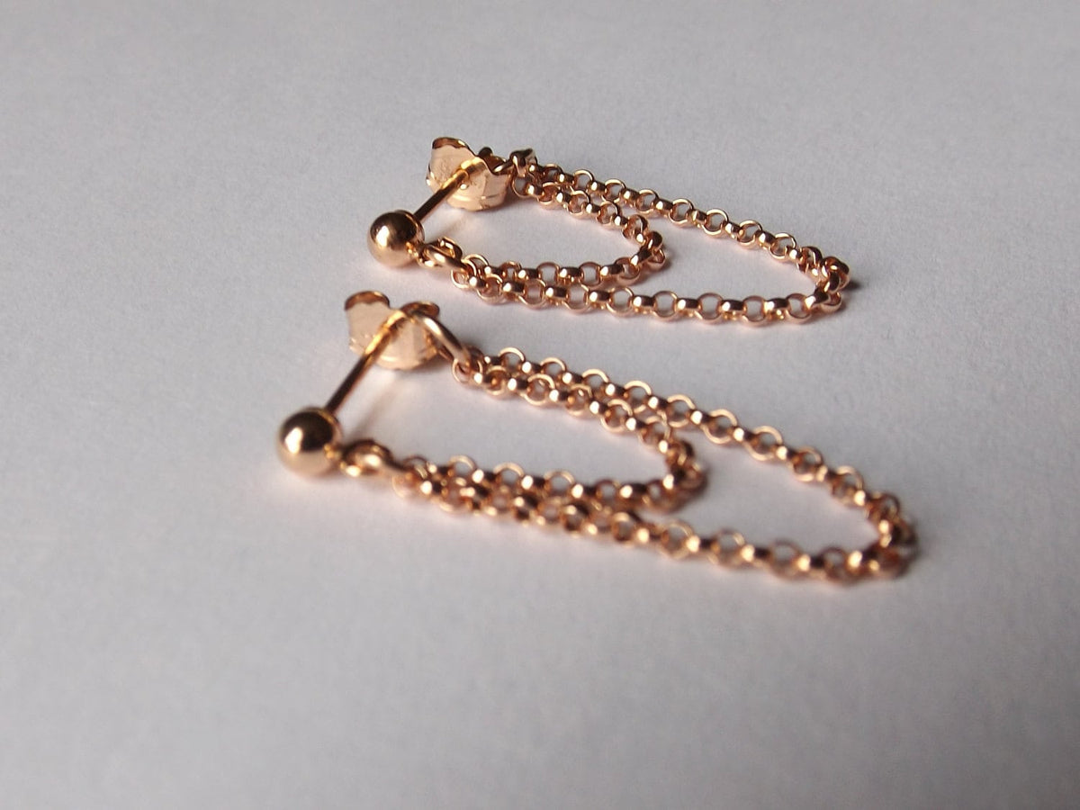 NEW AVAIL Tiny Chain Earrings, Simple Chain Earrings, Rose Gold Earrings, Dangle Earrings, Chain Stud Earrings, Boho Chain Earrings