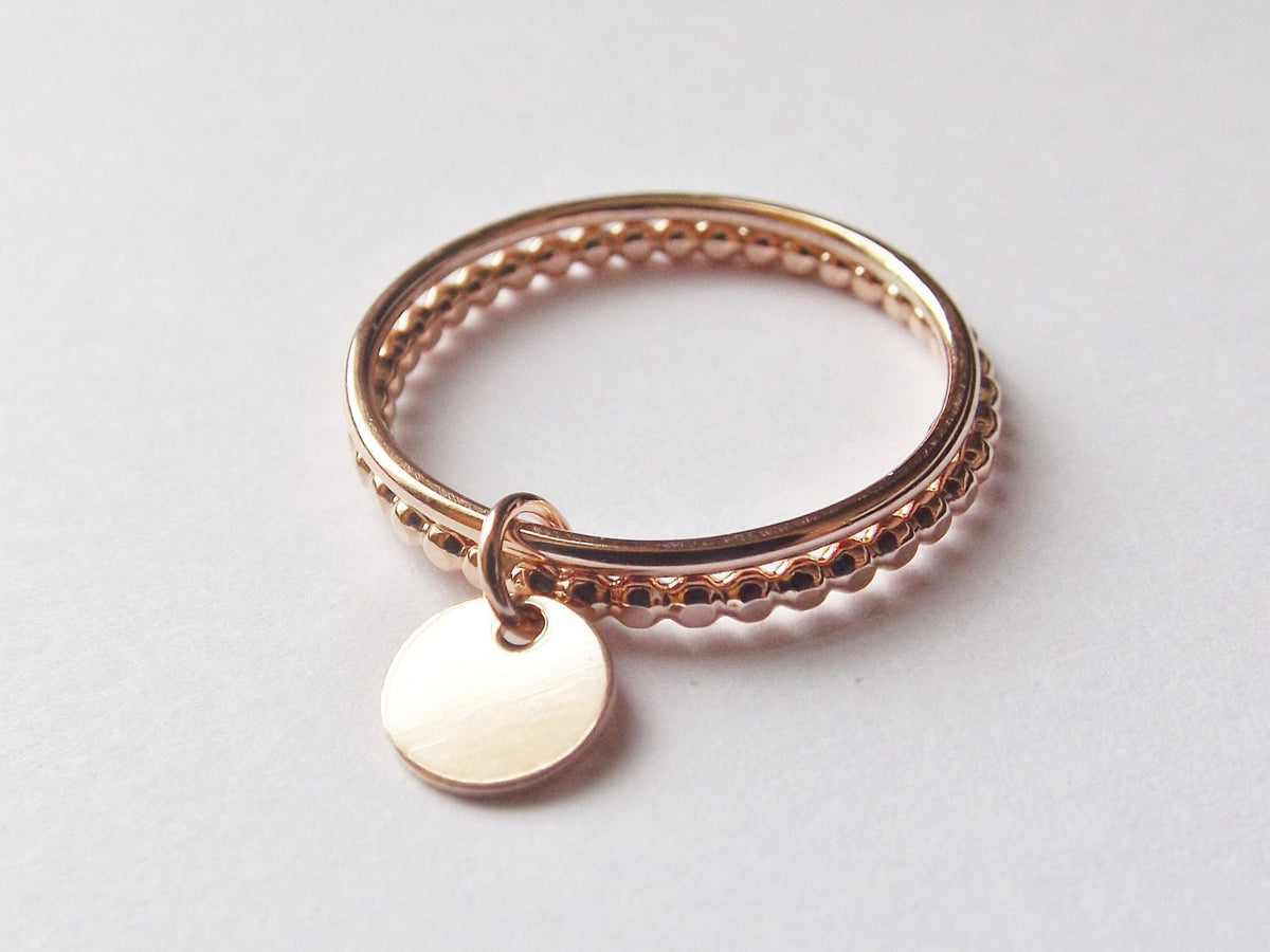 Modern Gold/Sterling Initial Set, Initial Rings, Stacking Ring, Personalized Rings, Beaded Rings, Modern Rings, Interlocking Rings, Unique