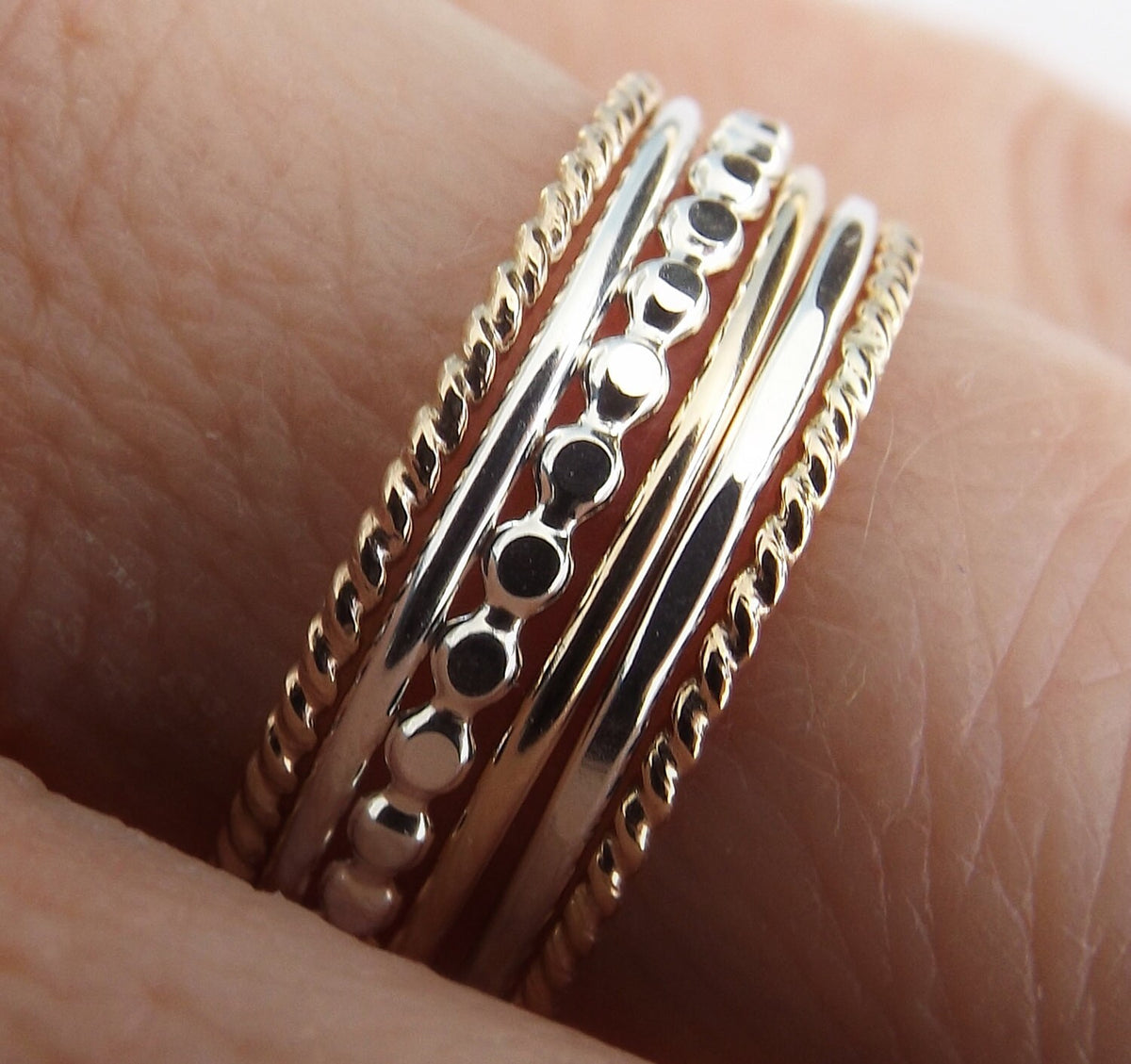 Silver and Gold Stacking Set,6 Ring Set,Stacking Rings,Set,Multi Texture Ring Set,Textured Rings,Stacking Rings Set,Gold Rings,Silver Rings