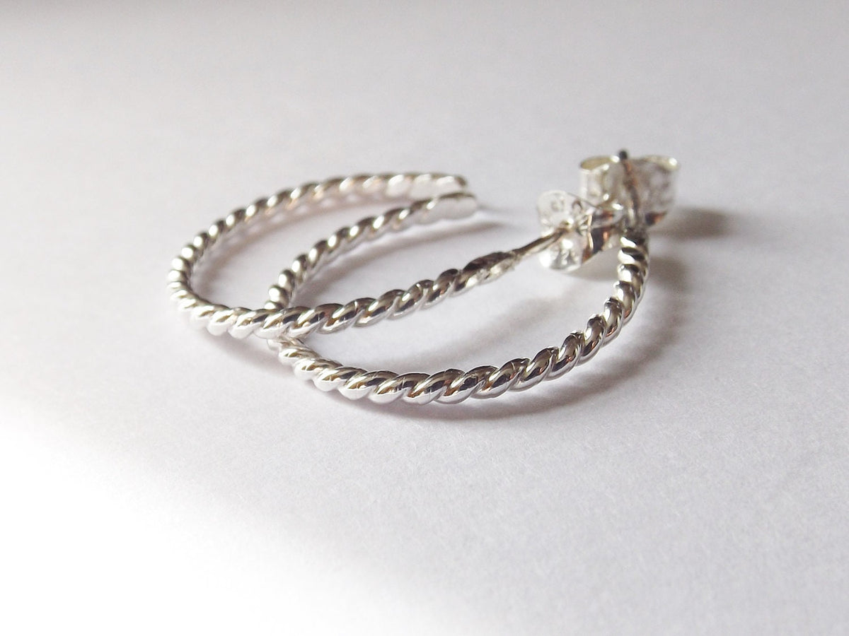 Silver Twist Hoop Earrings, Post Earrings,Sterling Earrings,Post Earrings,Hoop Earrings,Textured Earrings,Minimalist Earrings,Post Earrings