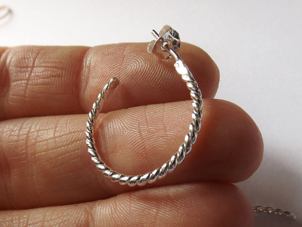 Silver Twist Hoop Earrings, Post Earrings,Sterling Earrings,Post Earrings,Hoop Earrings,Textured Earrings,Minimalist Earrings,Post Earrings