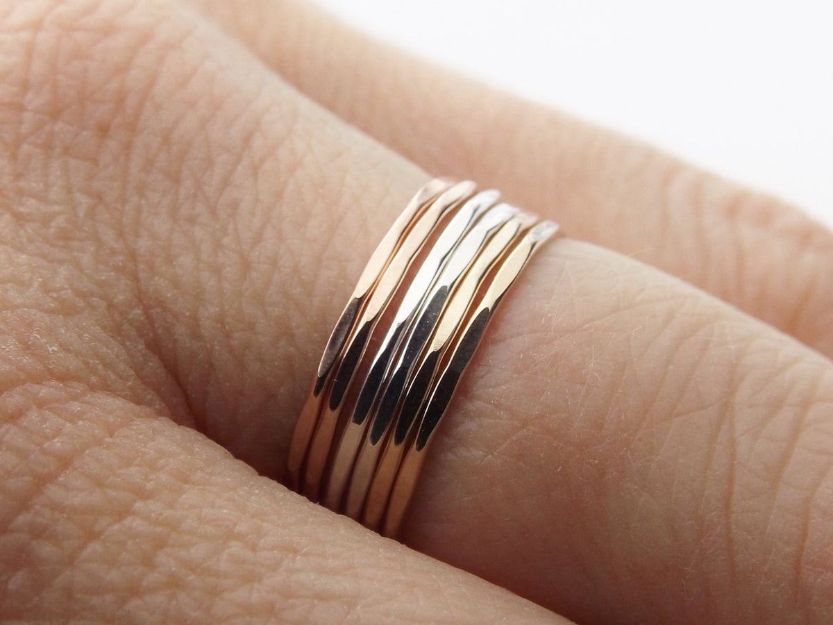 1 Super Skinny Stacking Ring, Knuckle Ring, Thumb Ring, Gold Ring, Stacking Ring, Hammered Ring, Skinny Ring, Thin Rings, Textured Ring
