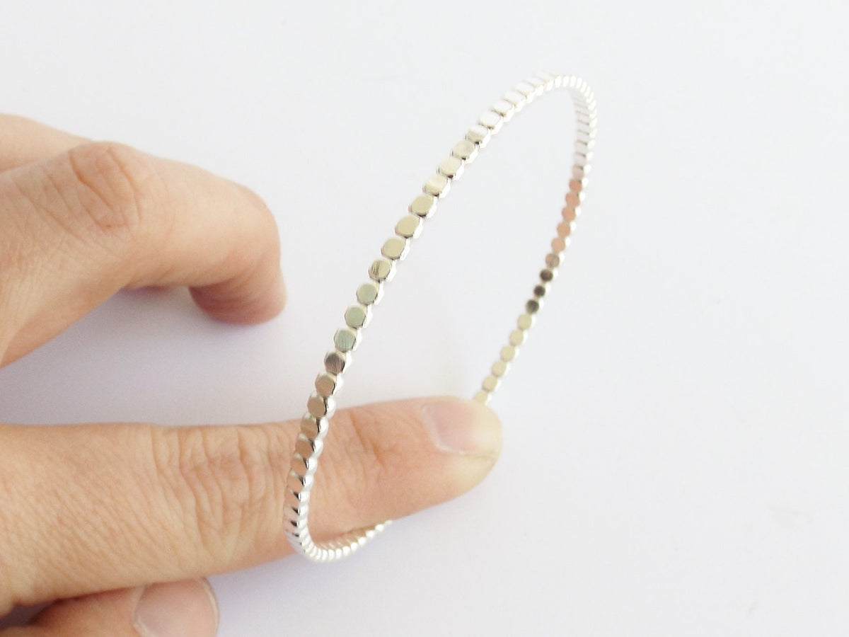 Beaded Bangle Bracelet, Bangle, Beaded Bangle, Sterling Bangle, Bangle Stacking Bracelet, Simple Bangle, Modern Bangle, Thick Beaded Bangle