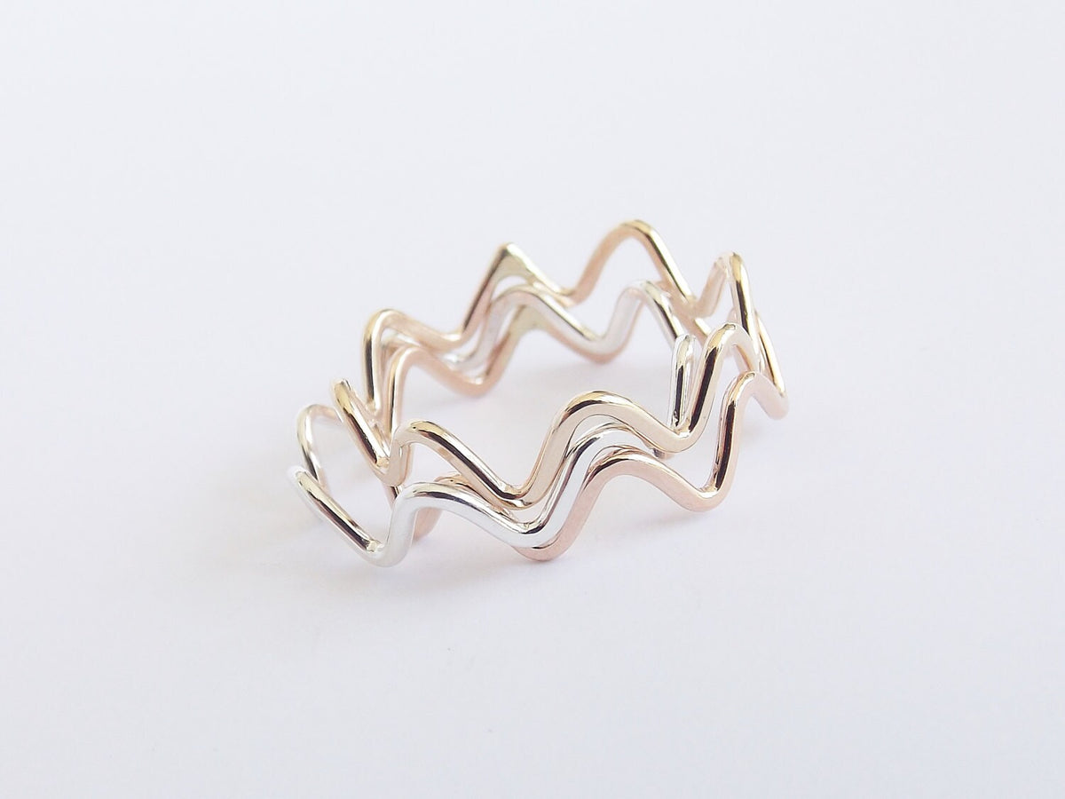 Stackable Zig Zag, Zig Zag Ring, Stackable Wave Ring , Zig Zag Jewelry, Wave Ring, Modern Design Stacking Ring, Boho Ring , Handmade Zig Zag
