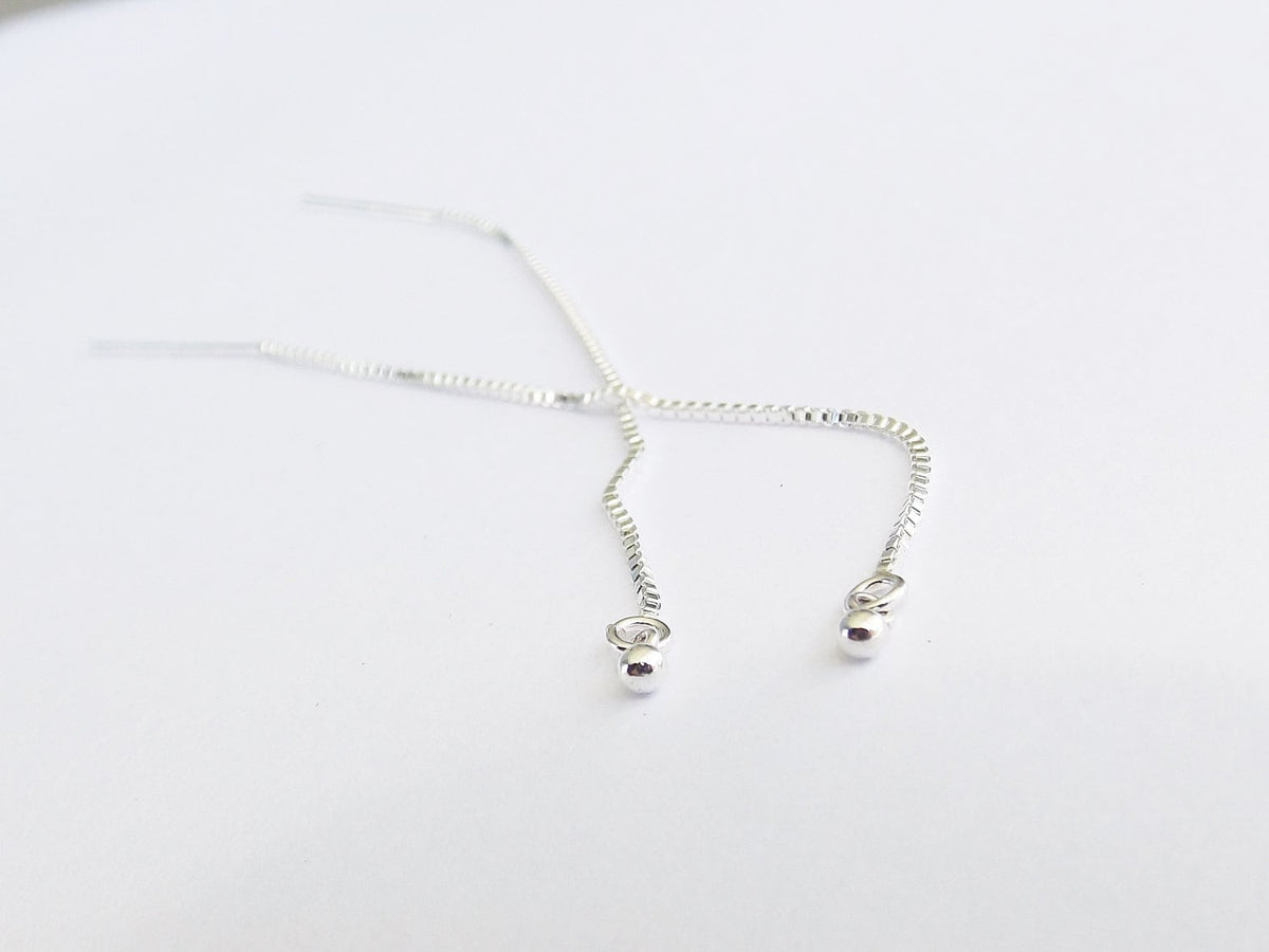Threader Earrings,Simple Threaders,Super Tiny Bead Threader,Sleek Earrings,Simple Everyday,Modern Jewelry,Unique Slender,Silver Drop Earring