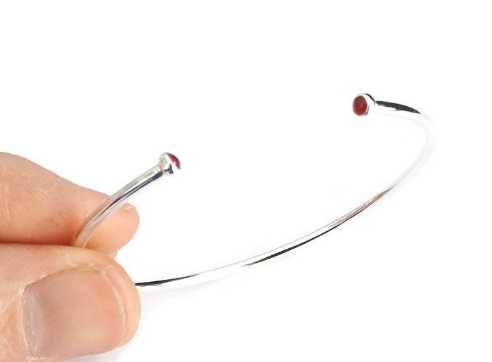 Open Silver Cuff Bracelet, Double Stone Cuff Bracelet, Carnelian Cuff, Carnelian Bracelet, Simple, Layer Bracelet, Carnelian, Horseshoe