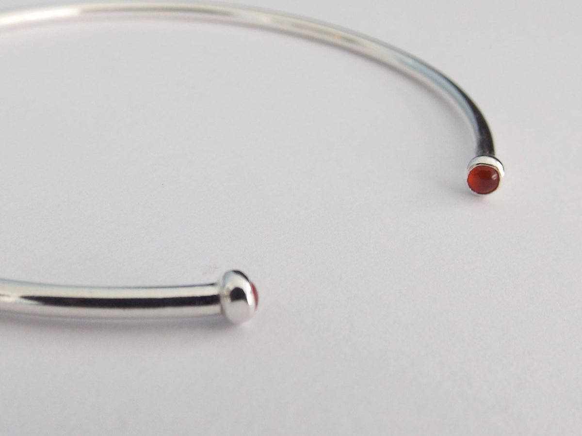 Open Silver Cuff Bracelet, Double Stone Cuff Bracelet, Carnelian Cuff, Carnelian Bracelet, Simple, Layer Bracelet, Carnelian, Horseshoe