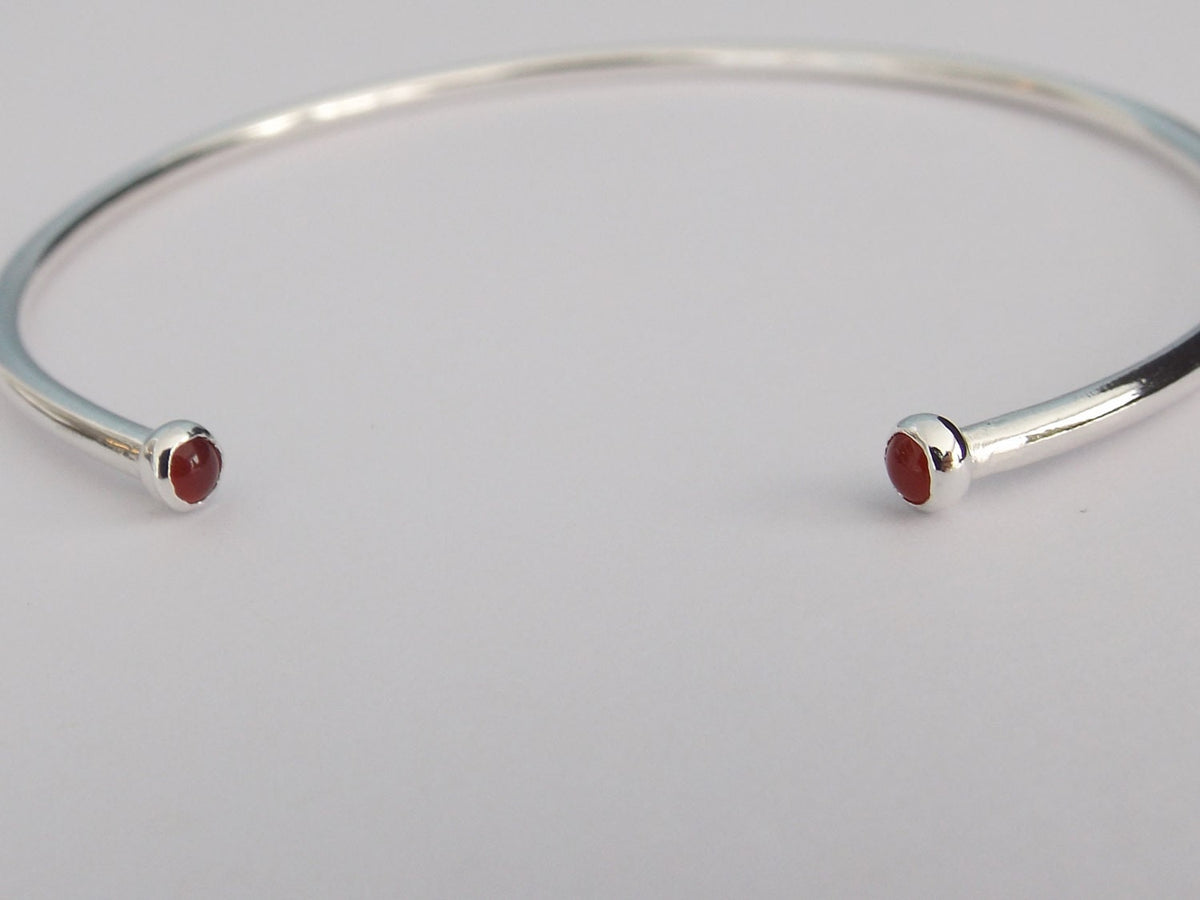 Open Silver Cuff Bracelet, Double Stone Cuff Bracelet, Carnelian Cuff, Carnelian Bracelet, Simple, Layer Bracelet, Carnelian, Horseshoe