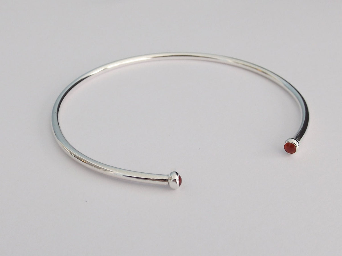 Open Silver Cuff Bracelet, Double Stone Cuff Bracelet, Carnelian Cuff, Carnelian Bracelet, Simple, Layer Bracelet, Carnelian, Horseshoe