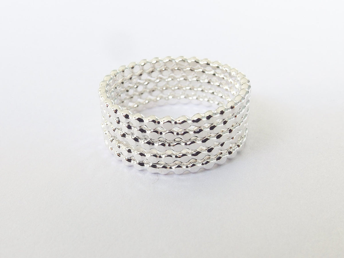 Drop Bead Ring Set, Beaded Ring Set, 5 Dots/Bubble/Beaded, Silver , Stacking ring, Stackable ring, Stacker ring, Ring sets, Bubble Ring Set