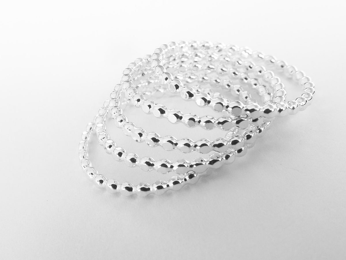 Drop Bead Ring Set, Beaded Ring Set, 5 Dots/Bubble/Beaded, Silver , Stacking ring, Stackable ring, Stacker ring, Ring sets, Bubble Ring Set