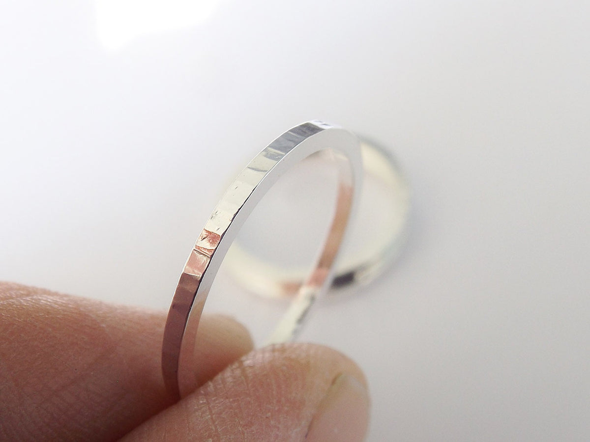Hammered Square Stacking Ring, 1 Square Knuckle Rings,Stacking Rings, above knuckle ring, Toe Rings, Rings, Sterling Silver Knuckle Ring