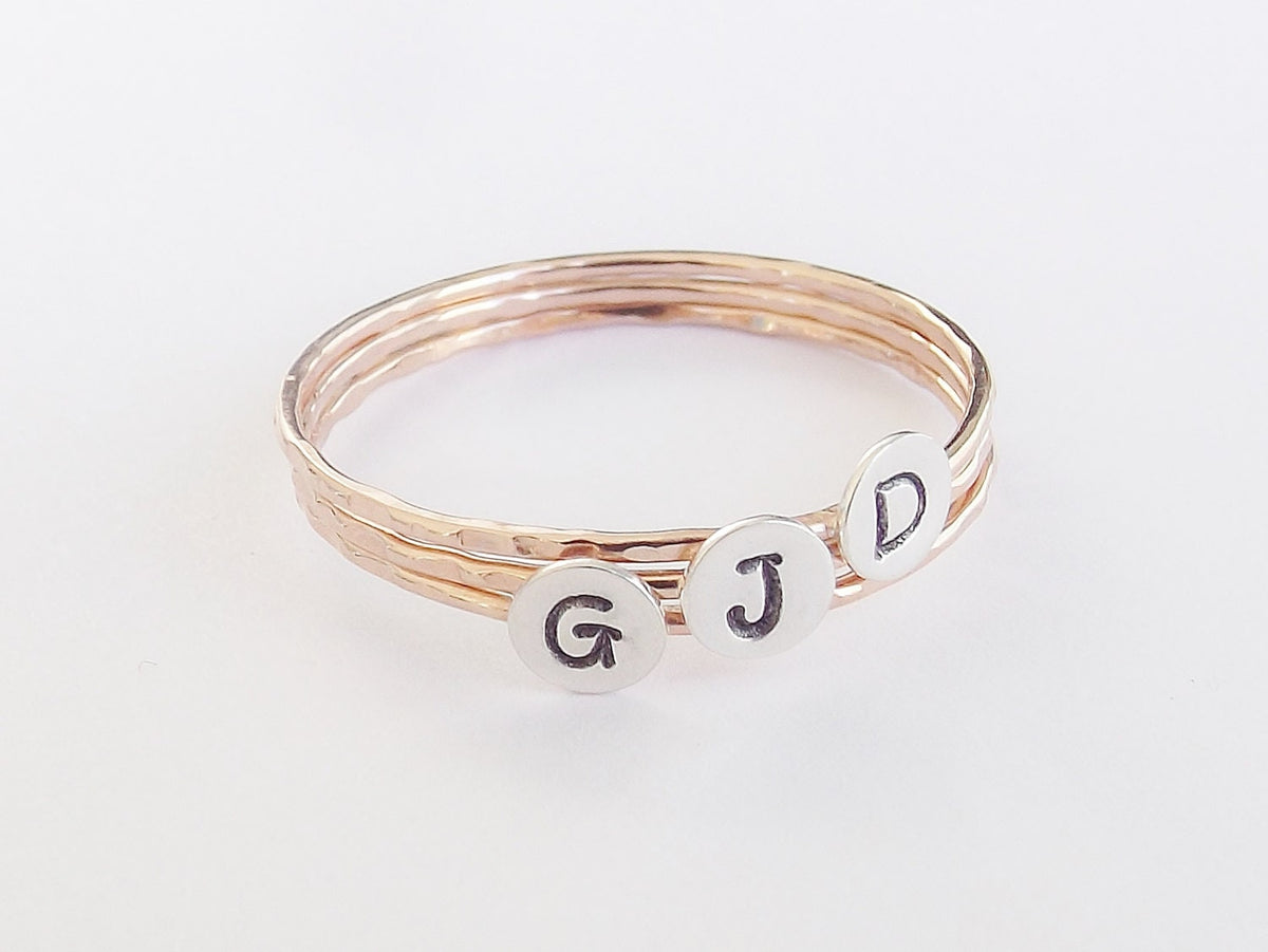 Skinny Initial Stacking Ring, Personalized Ring, Minimalist Ring, Initial Ring, Notched Stacking Ring, Gold Ring, Ring, Couples Rings, Fancy
