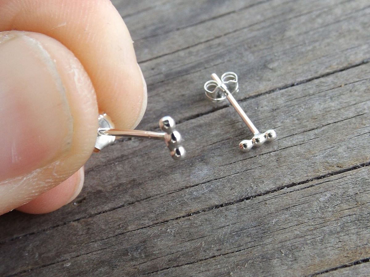 Line Earrings, Beaded Earrings, Dot Studs, Minimalist Studs, Simple Studs, Everyday Earrings, Modern Stud Earrings, Boho Chic, Gift
