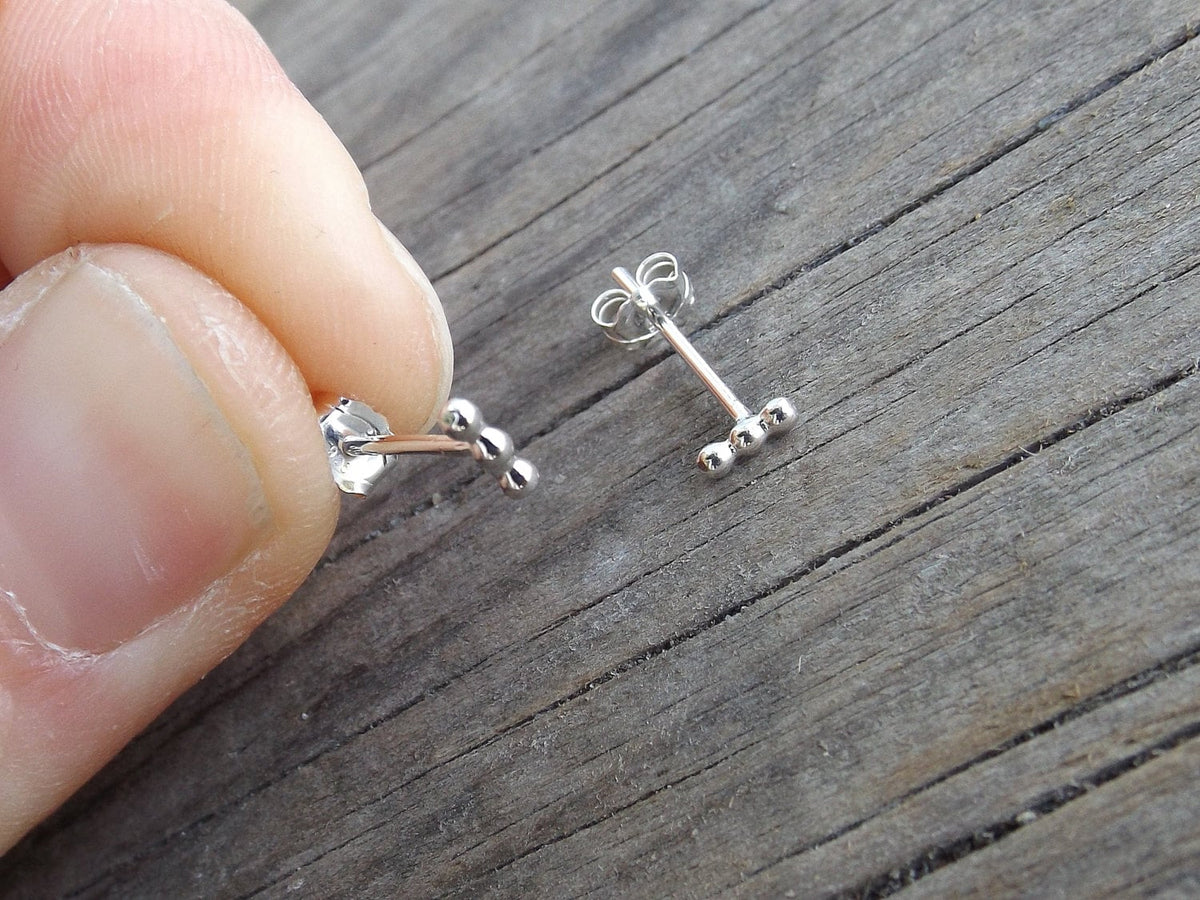 Line Earrings, Beaded Earrings, Dot Studs, Minimalist Studs, Simple Studs, Everyday Earrings, Modern Stud Earrings, Boho Chic, Gift