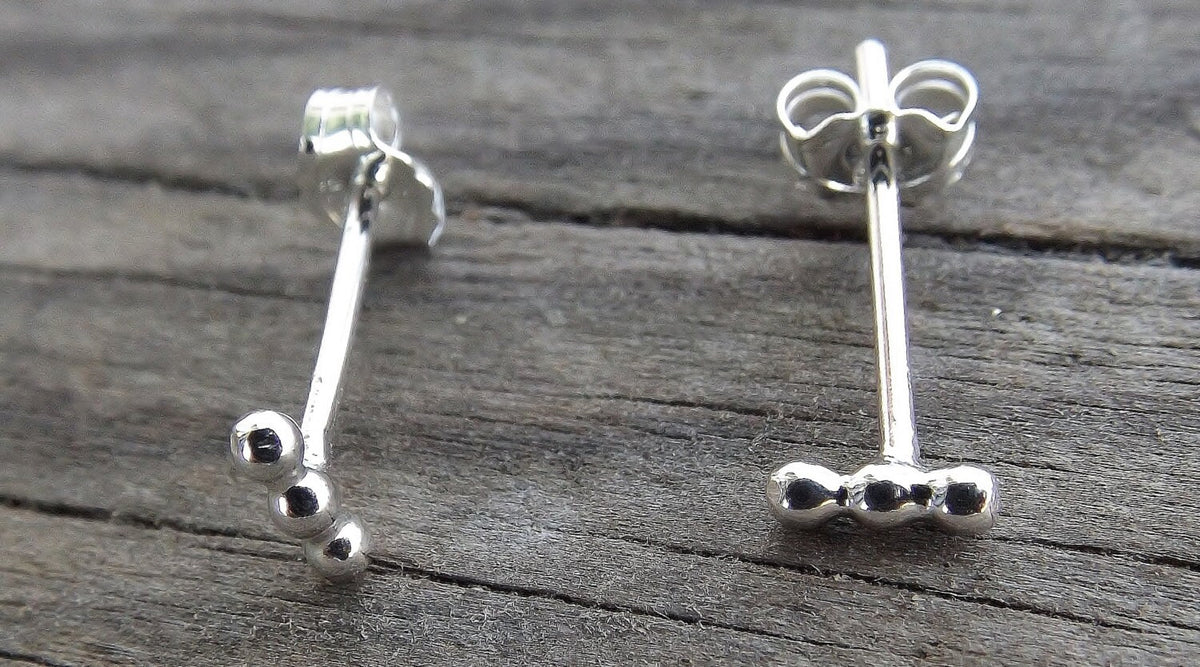 Line Earrings, Beaded Earrings, Dot Studs, Minimalist Studs, Simple Studs, Everyday Earrings, Modern Stud Earrings, Boho Chic, Gift