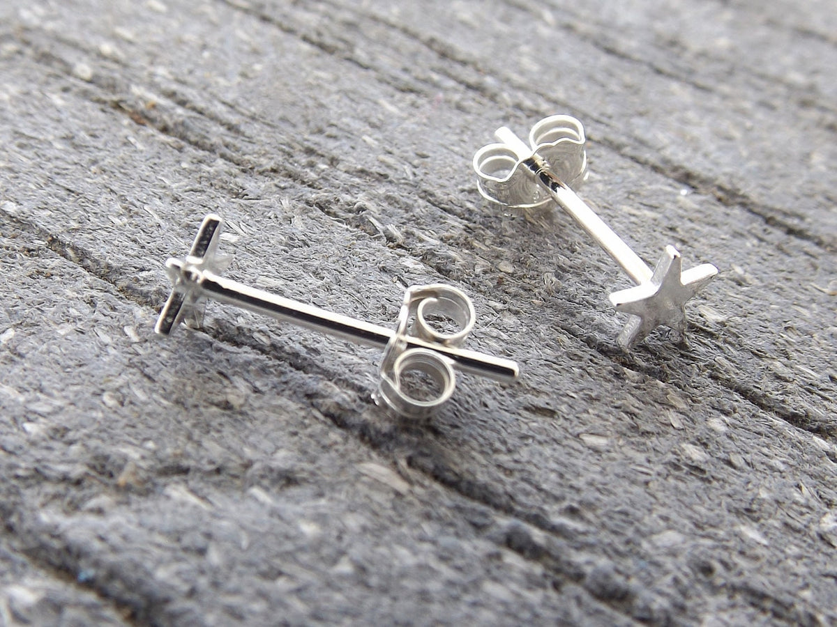 Sterling Silver Tiny Star Earrings, Silver Stud Earring, Small Star Post Earring, Modern Stud Earring, Silver Star, Simple Silver Stud, Gift
