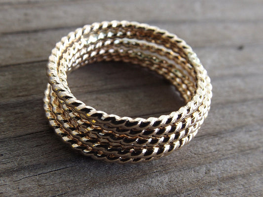 Gold Rope Ring, Stackable Ring, Twisted Ring, Rope Band, Simple Band, Minimalist, Thumb Ring, Simple Ring,Stacker,Boho Chic, Twist Ring