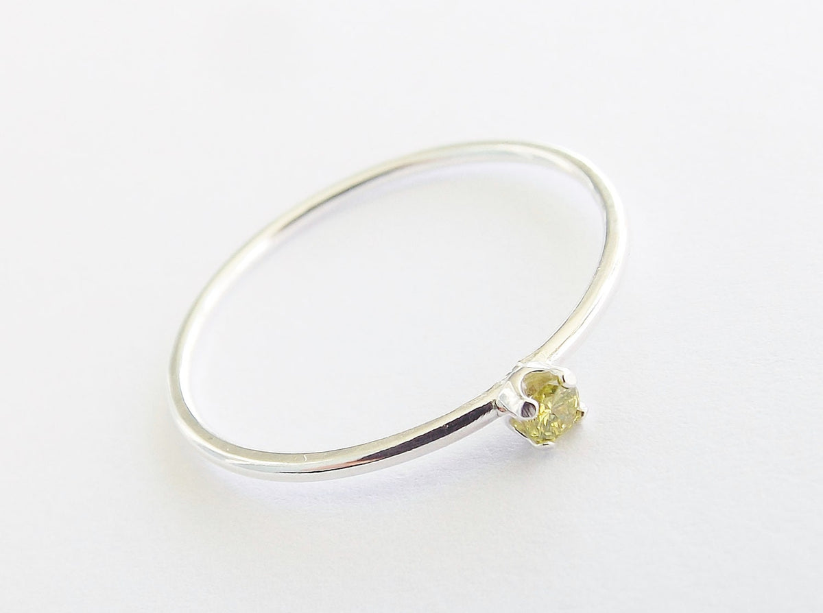Yellow Diamond Ring, Genuine Diamond Ring, Yellow Diamond, Slim Ring, Minimalist Ring, Gift, Gemstone Ring, Tiny Diamond Ring, Diamond Ring